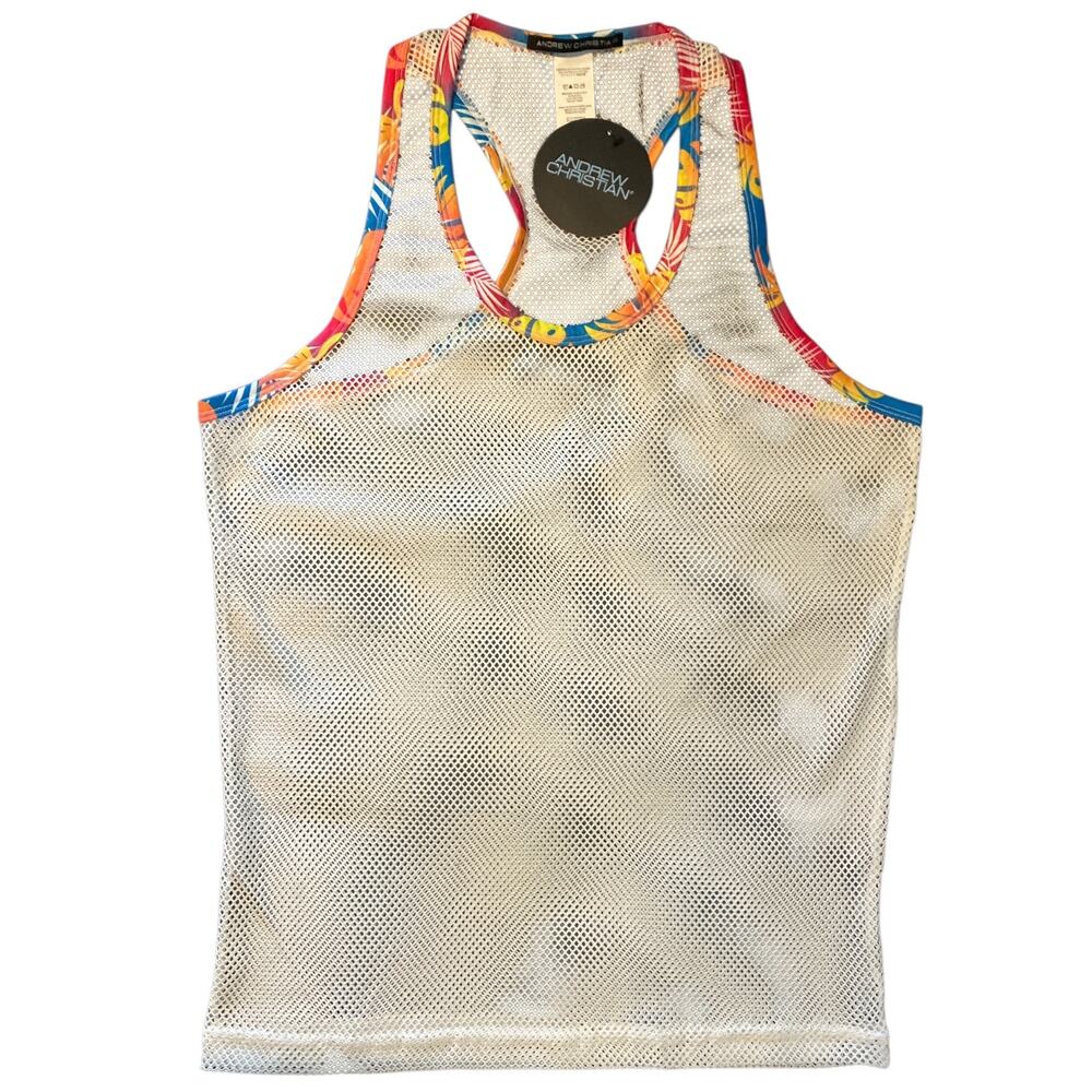 Andrew Christian Summer Mesh Tank Top White Large
